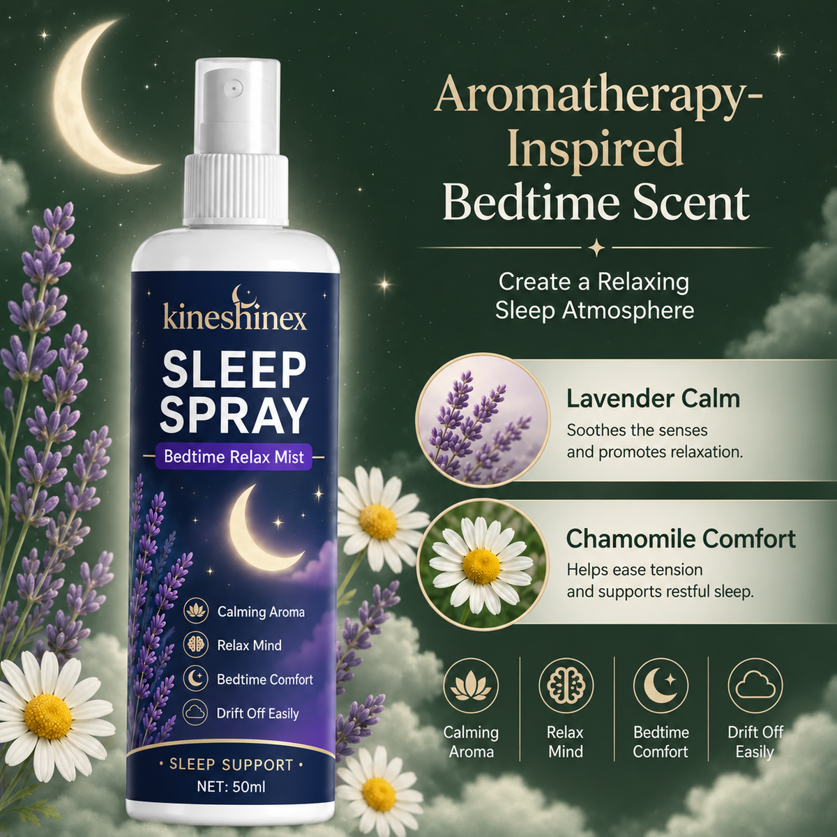 Pillow and room mist product guide in Quiet Company colours, image 4