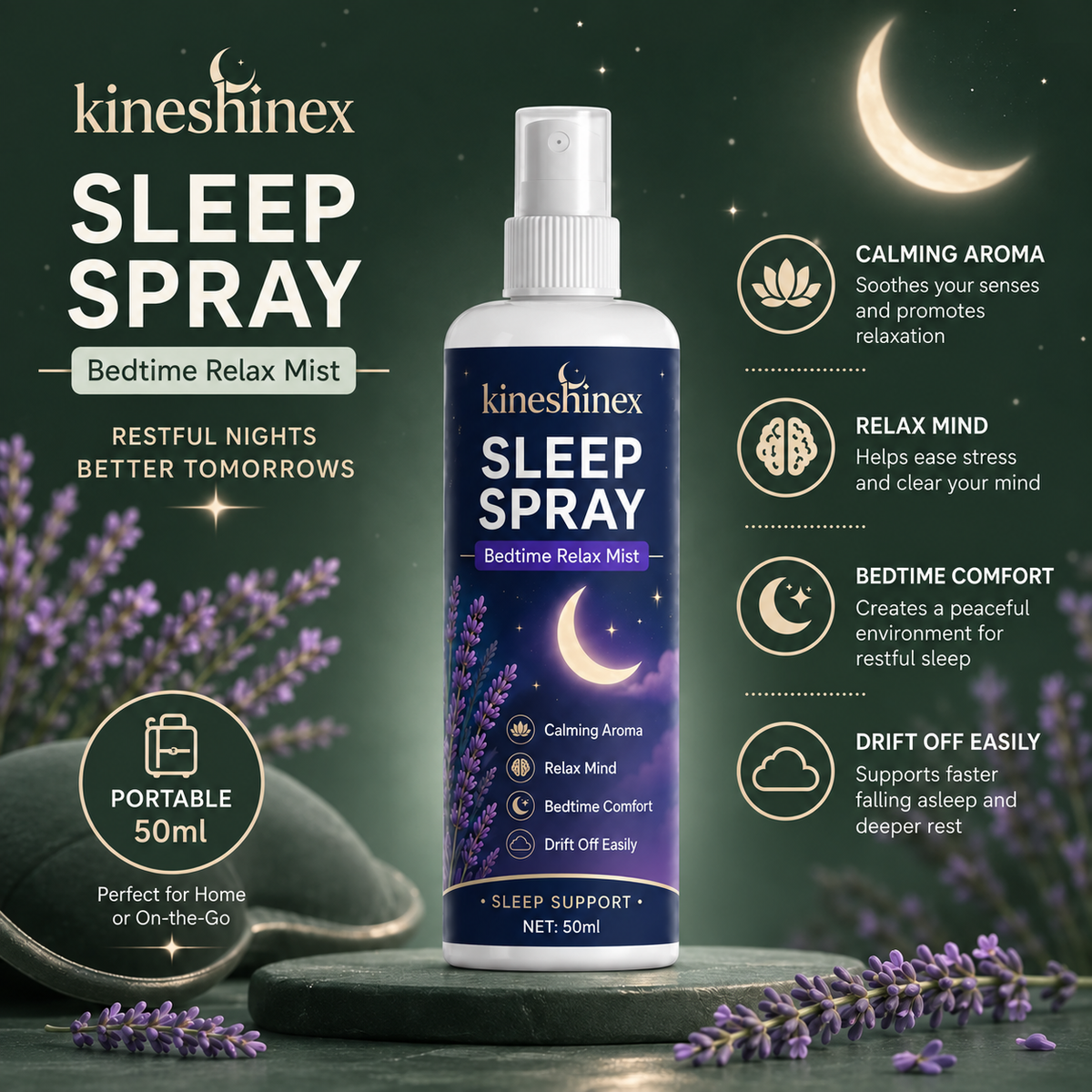 Pillow and room mist product guide in Quiet Company colours, image 5