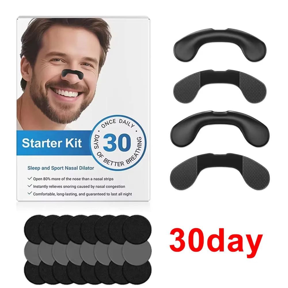 Nasal support kit labelled 30 day with support pieces and adhesive tabs