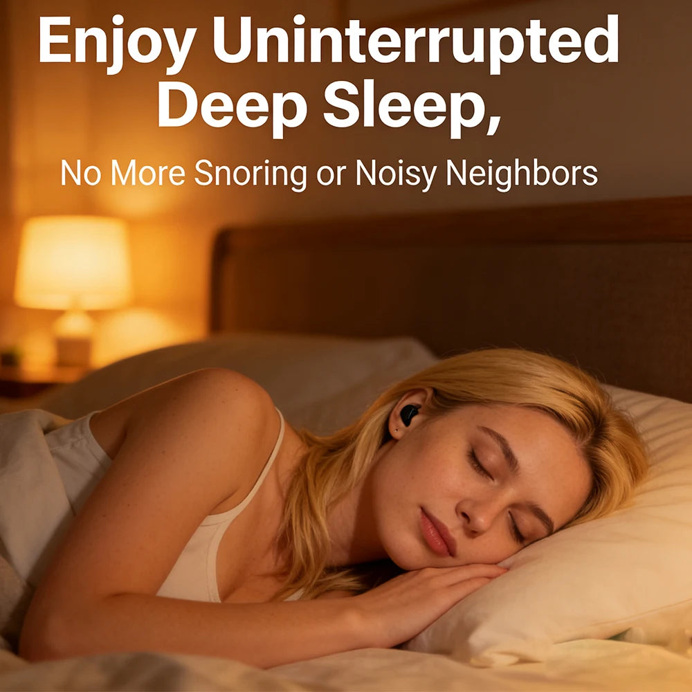 Resting woman beside supplier earplug sleep claims