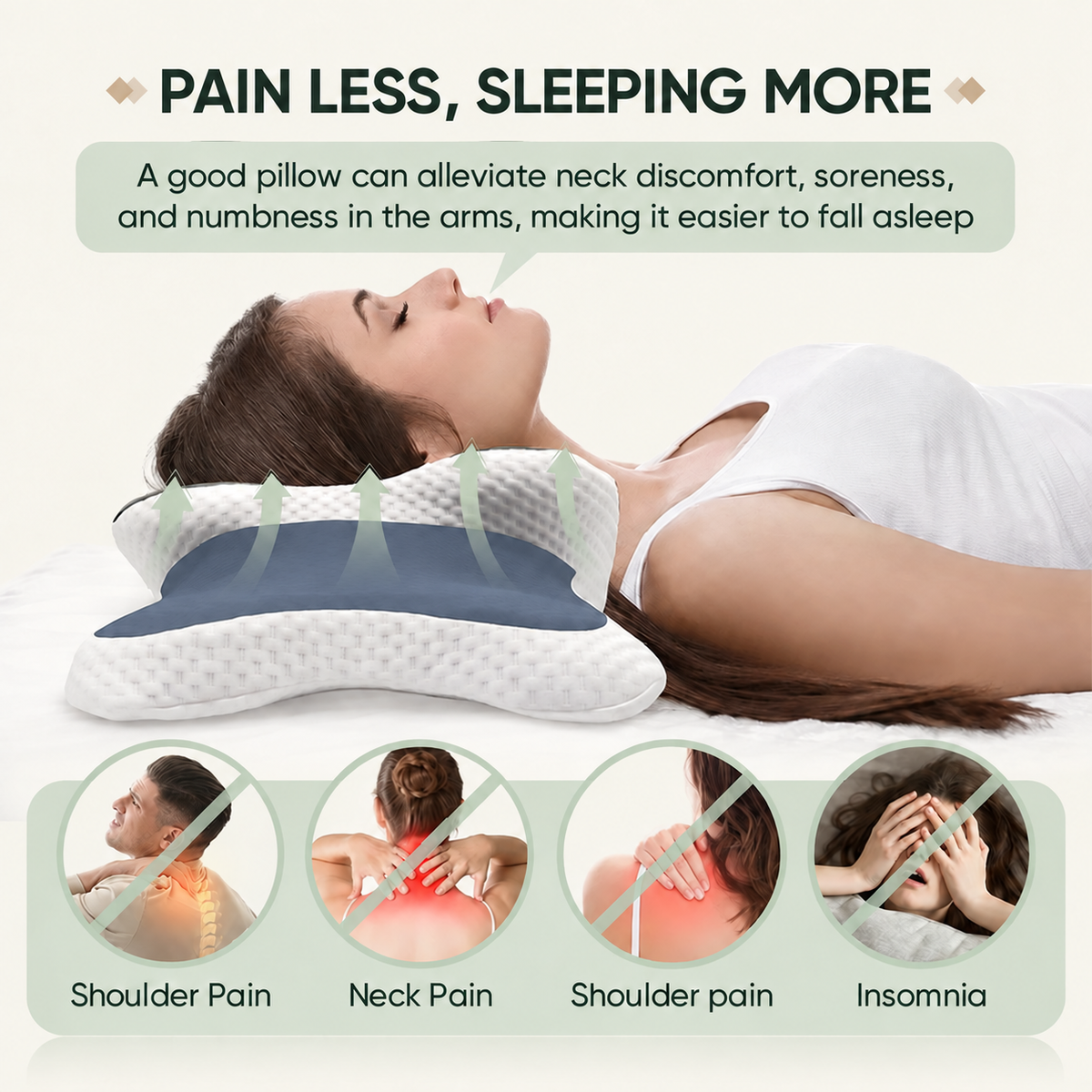 Contoured memory foam pillow product guide in Quiet Company colours, image 3